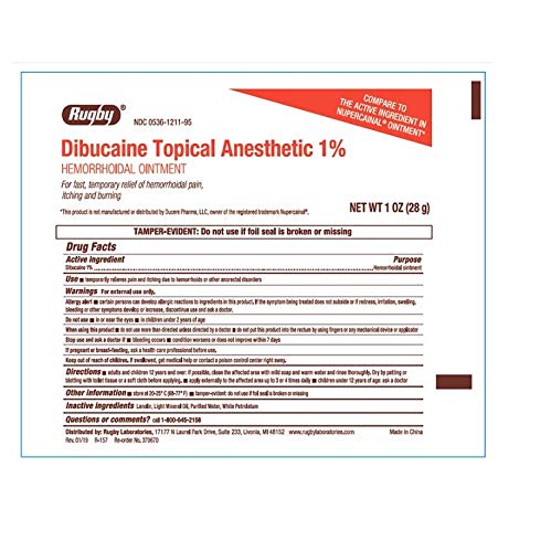 Rugby Dibucaine Topical Anesthetic Ointment 1%