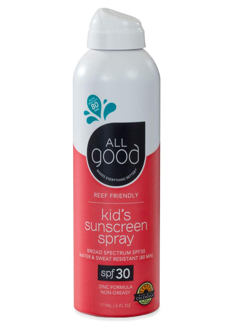 All Good SPF 30 Kids Sunscreen Spray, Water Resistant, 6