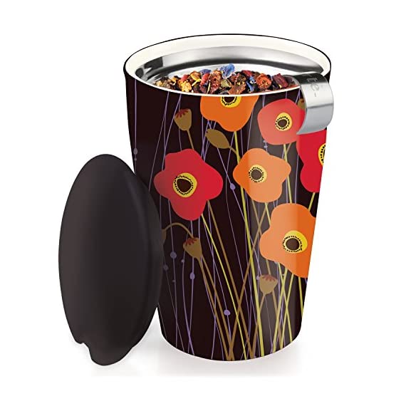 Tea Forte Kati Cup Poppy Fields, Ceramic Tea Infuser Cup with Infuser Basket