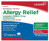 Leader Non-Drowsy Allergy Relief, 10 Tablets