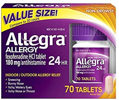 Allegra Adult 24 Hour Allergy Tablets, 180Mg. 70 ct