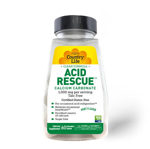 Country Life Acid Rescue 1000mg 60 Chewable Tablets