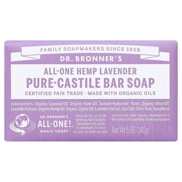 Dr. Bronner's All-One Hemp Pure-Castile Soap Bar Lavender 5.0oz