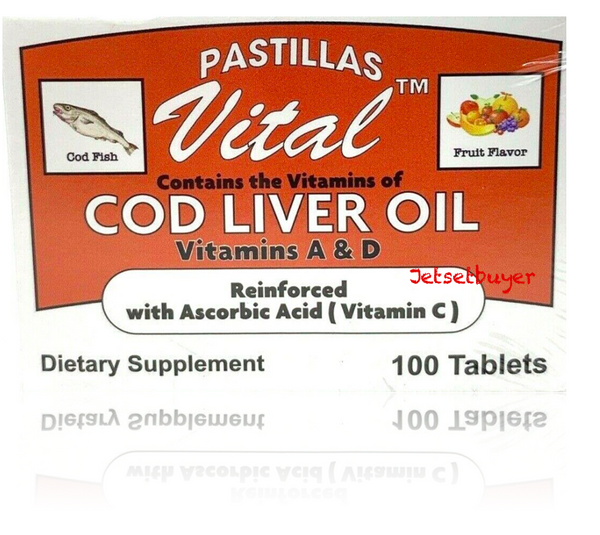 Vital Cod Liver Oil Vitamin C, A, D and Zinc 100 Tablets