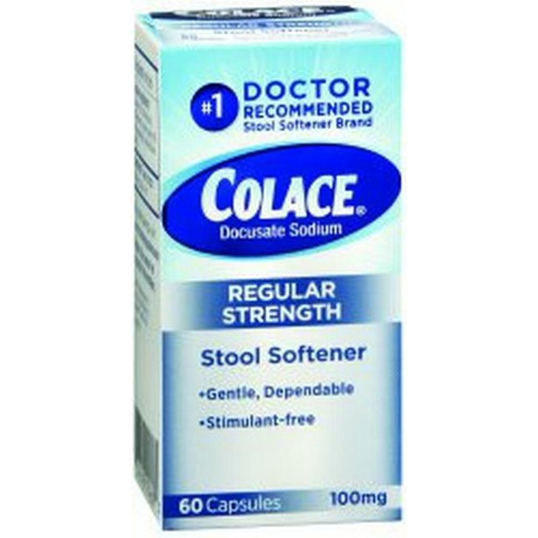 Colace Stool Softener, Capsule 60 per Bottle, 100 mg Strength Docusate Sodium
