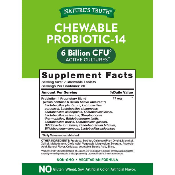 Nature's Truth Probiotic-10 Natural Berry Flavor 60 Chewable Tables