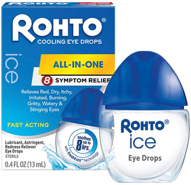 Rohto Ice All-in-one, Multi-Symptom Relief Cooling Eye Drops 0.4 Oz