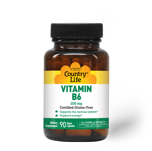 Country Life Vitamin B-6 200 mg Vegetable Capsules
