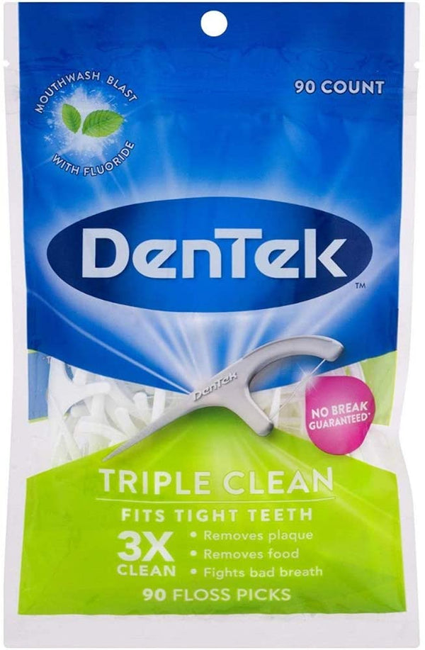 Dentek Triple Clean Floss Picks, Mint, 90 Count