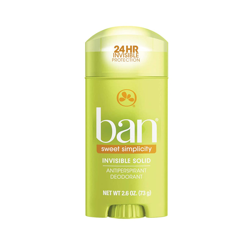 Ban dulce simplicidad las 24 horas antitranspirante invisible, desodorante sólido unisex. 2.6 oz