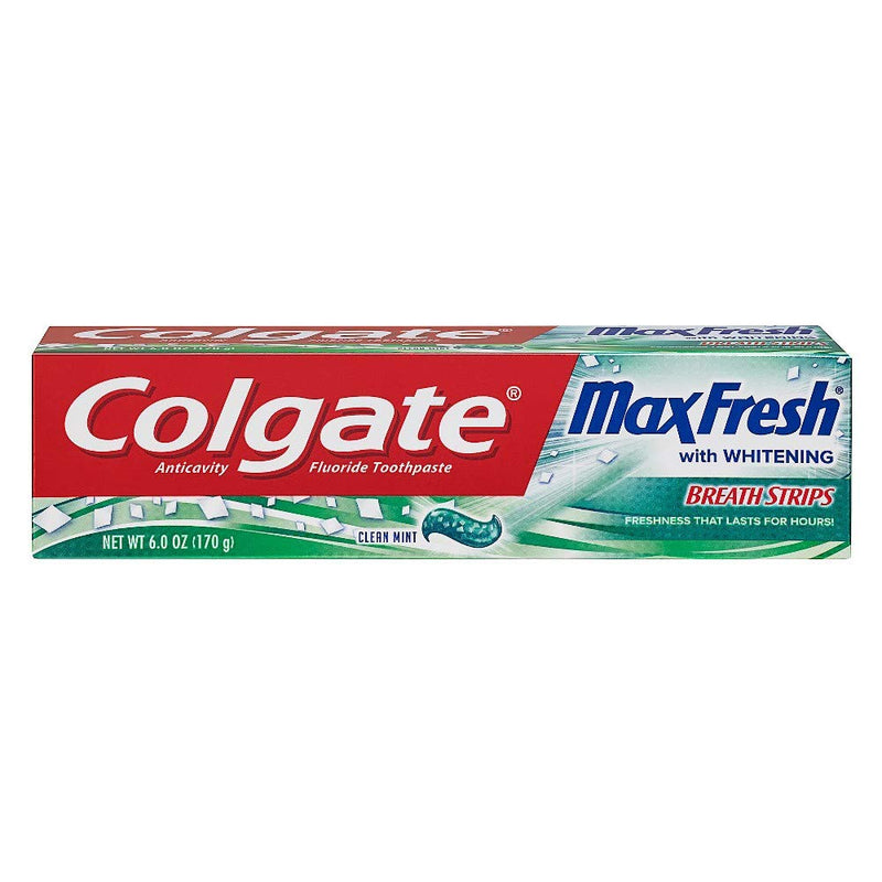 Colgate Max Fresh With Mini Breath Strips Whitening Toothpaste, Clean Mint 6 OZ