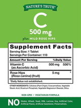 Nature's Truth Vitamina C con Wild Rose Hips 500 mg 110 tabletas