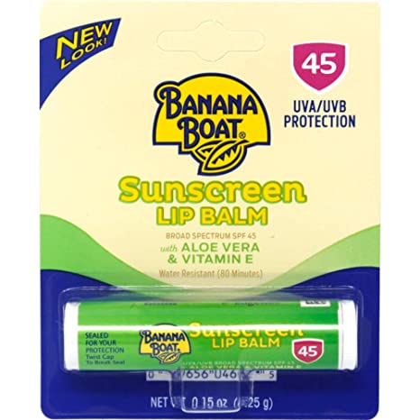 Banana Boat Sunscreen Lip Balm Aloe Vera & Vitamin E with SPF 45