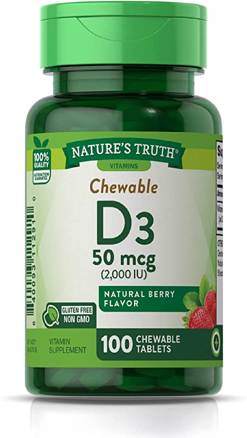 Nature's Truth D3 50 mcg (2,000 IU) 100 Chewable Tablets