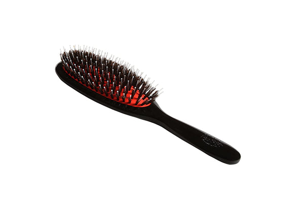 Bass 51 Jet Black Medium Oval Hairbrush with Natural Bristle + Nylon Pin