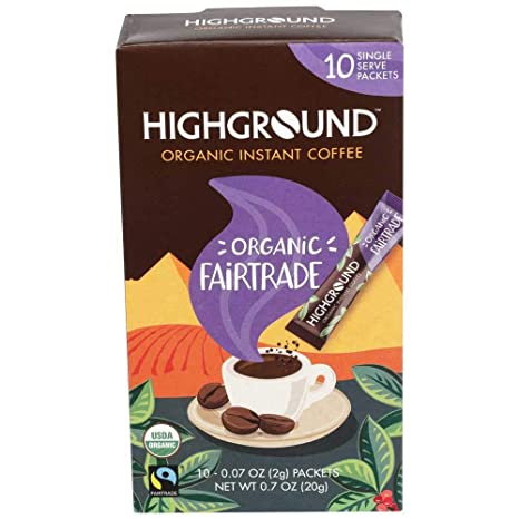 Highground Regular Organic Kosher and Vegan Instant Coffee Single Serve Packets