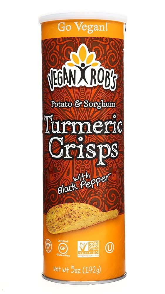 Vegan Rob's New Non GMO Vegan Potato & Sorghum Crisps 1.75 Ounce Can (Turmeric Crisp)