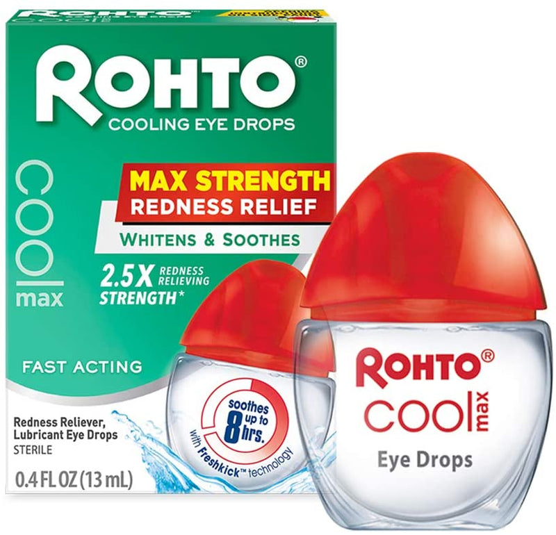 Rohto Cool Redness Relief Eye Drops Max Strength 0.4 Fl Oz