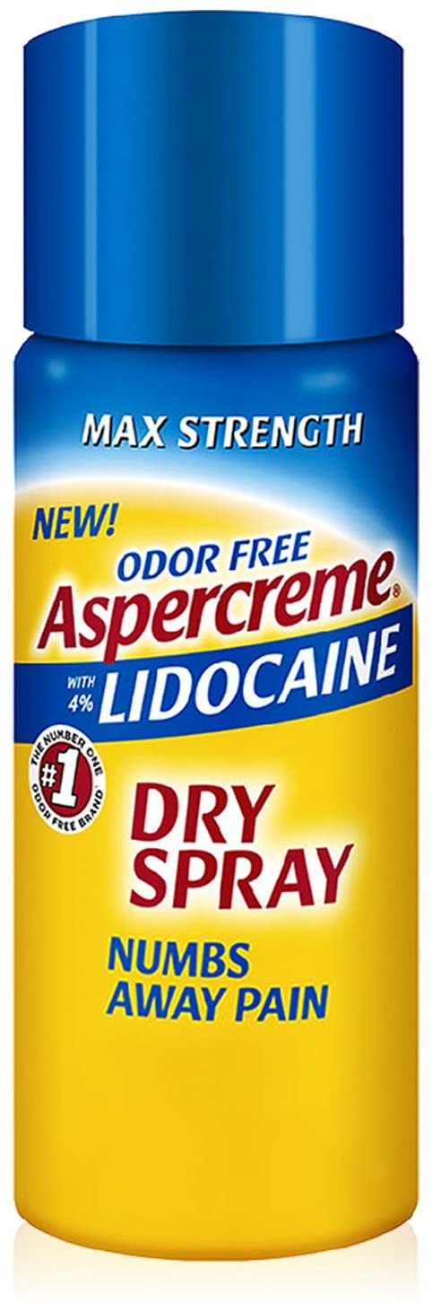 Aspercreme Odor Free Max Strength Lidocaine Pain Relief Dry Spray, 4 Oz