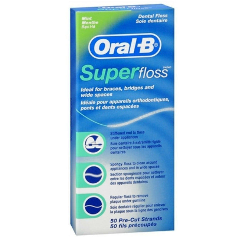 Oral-B Super Floss Mint Dental Floss Strands precortado 50 ea