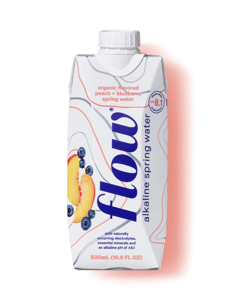 Flow Alkaline Spring Water, Organic Peach + Blueberry