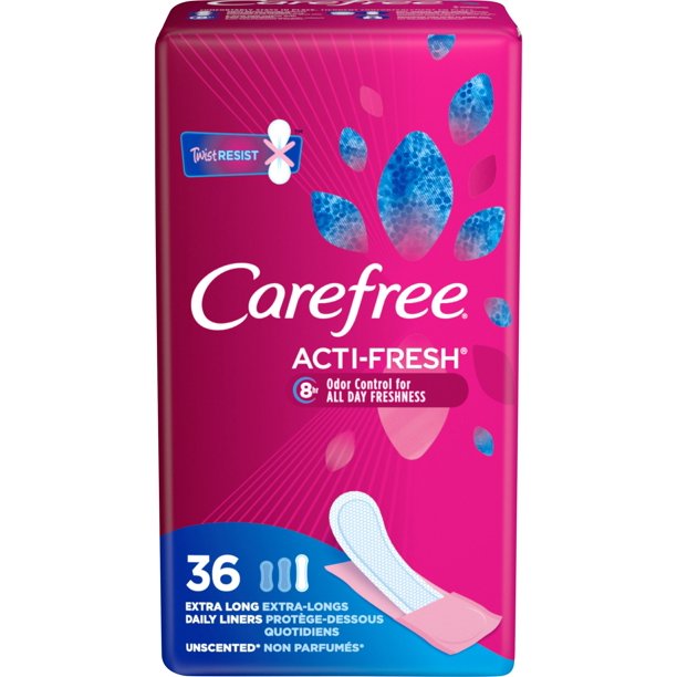 Carefree Acti-Fresh Extra Long Liners Unscented, 36 ea