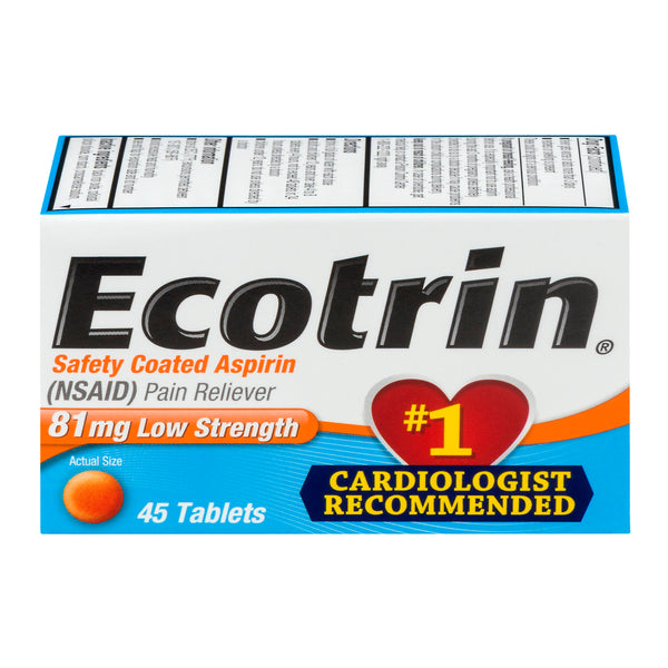 Ecotrina aspirina de baja resistencia 81 mg 45 tabletas