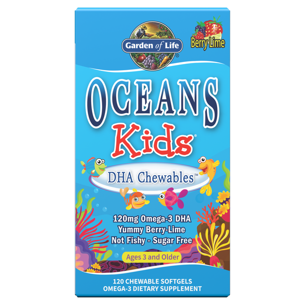 Garden of Life Oceans Kids DHA Omega-3 Berry Lime Chewables