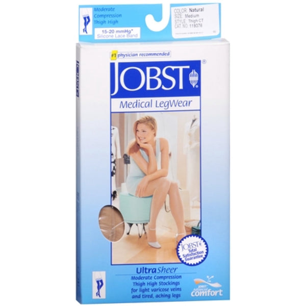 Jobst Ultrasheer Thigh High 15-20 Closed Toe Lace Natural