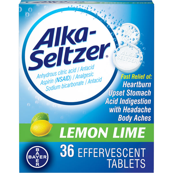 Alka-Seltzer Heartburn Effervescent Tablets Lemon Lime 36 ct