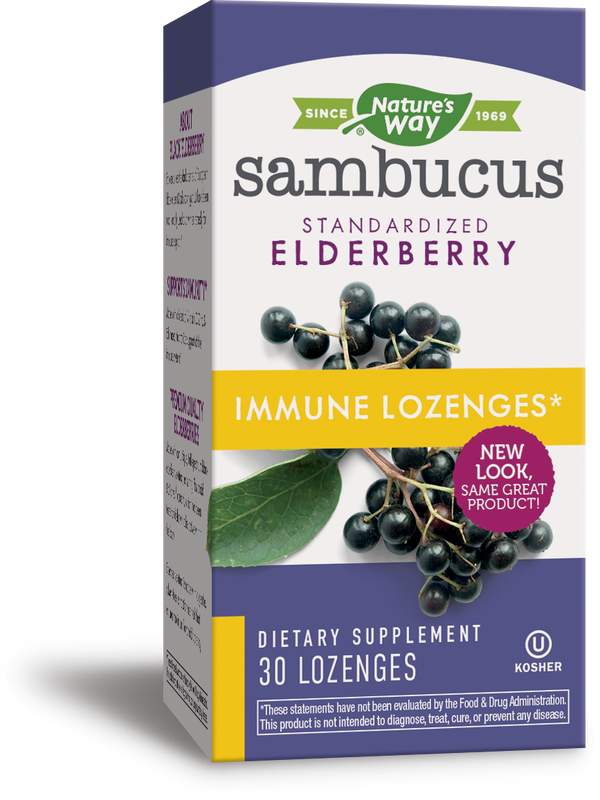 Natures Way Sambucus Immune Standardized Elderberry + Echinacea + Zinc + Vitamin C 30 Lozenges