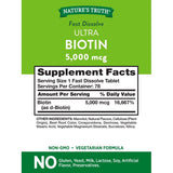 Nature's Truth Ultra Biotin 5,000mcg 78 Fast Dissolve Tablets Berry