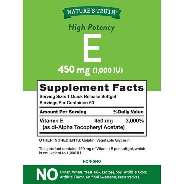 Nature's Truth High Potency E 1000 IU 60 Softgels