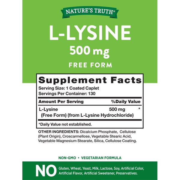 Nature's Truth L Lysine 500mg 130 Caplets