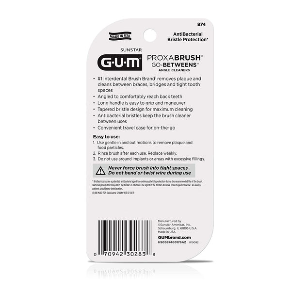 GUM Proxabrush Go-Betweens Interdental Brushes, Angle Cleaner, Tight. 4 Count
