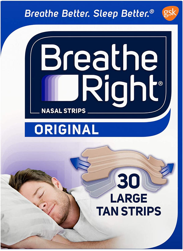 Breathe Right Original Nose Strips Tan, 30 Count