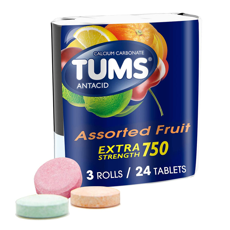 TUMS Extra Strength Antacid Tablets. 8 Count Rolls
