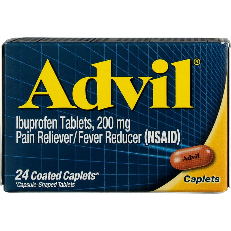 Advil Ibuprofen Coated Caplets Pain Reliever and Fever Reducer 200 Milligram 24 Ct
