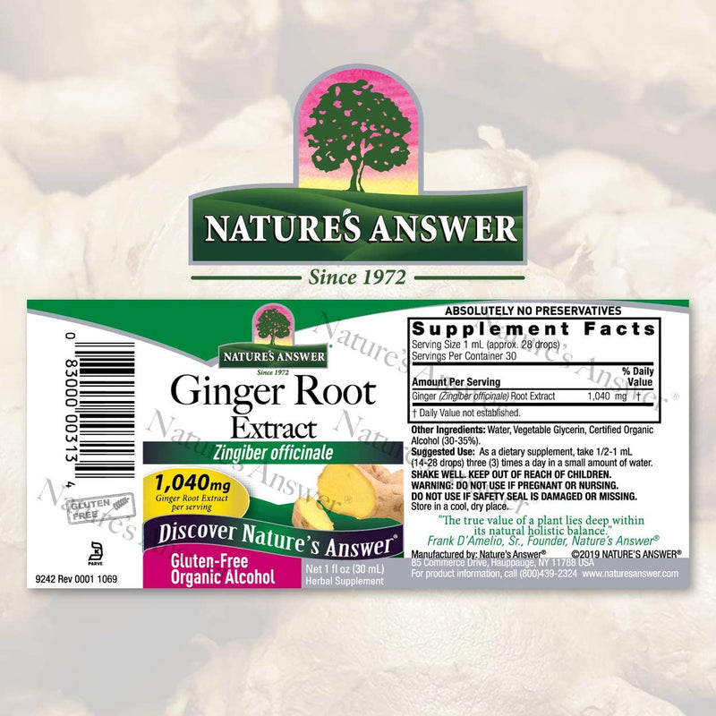 NATURES ANSWER GINGER ROOT EXTRACT 1 Oz