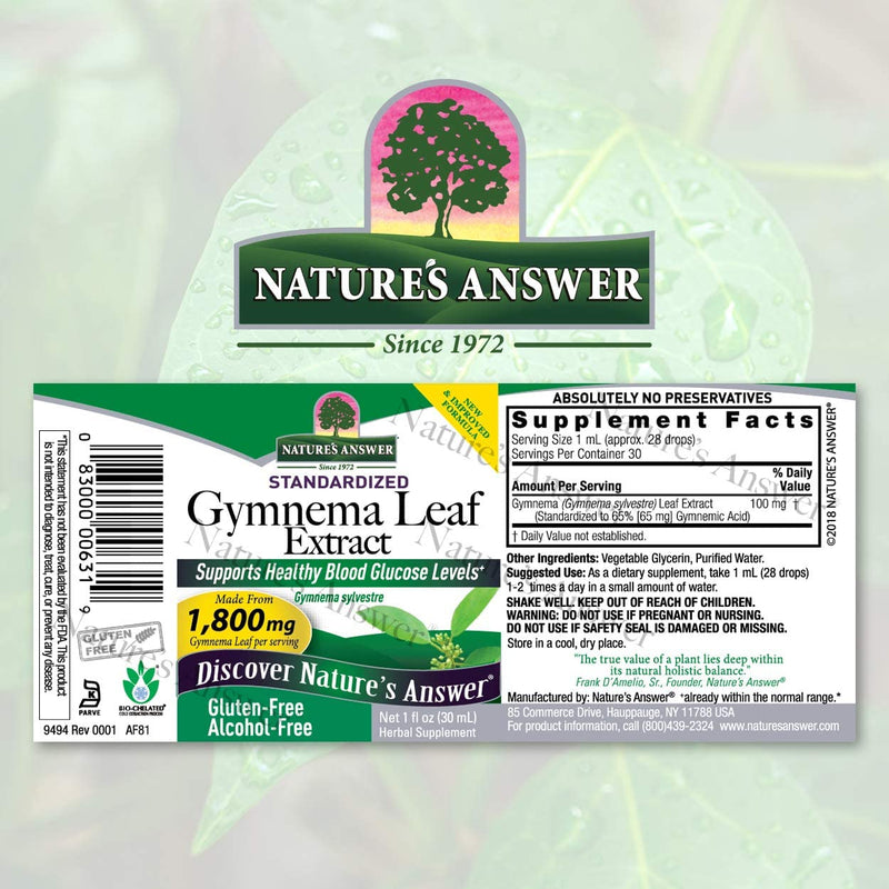 NATURES ANSWER GYMNEMA LEAF EXTRACT 1Oz