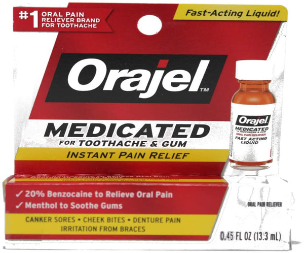 Orajel Instant Pain Relief for Toothache, Maximum Strength, Liquid, 0.45 Oz