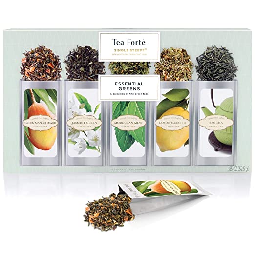 Tea Forte Single Steeps Loose Leaf Tea Sampler, Assorted Variety Tea Box