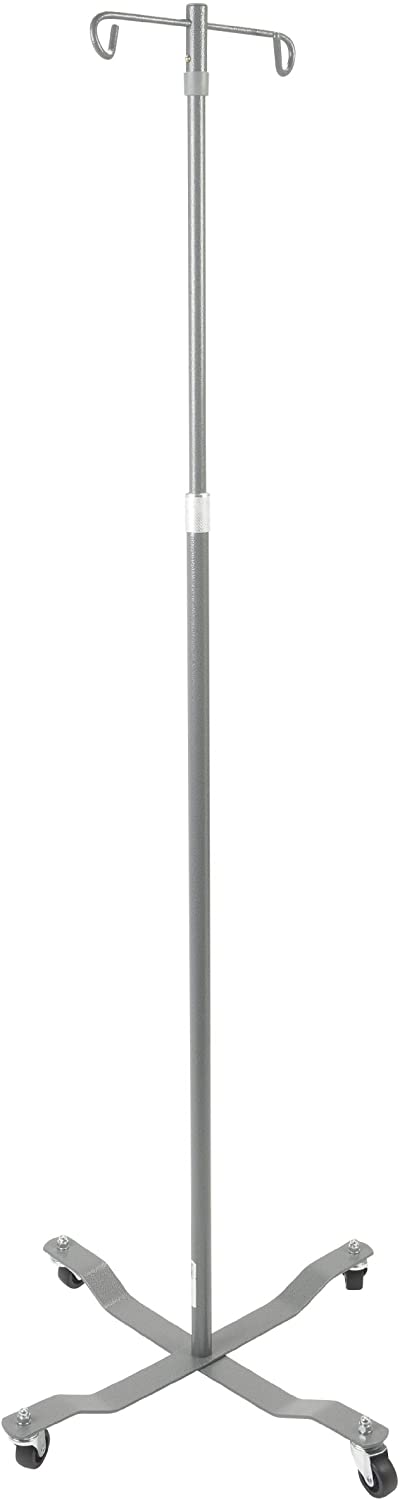 Drive Medical Economy Removable Top I. V. Pole, 2 Hook Top, Silver Vein