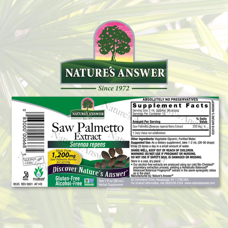 NATURES ANSWER SAW PALMETTO EXTRACT 1 Oz