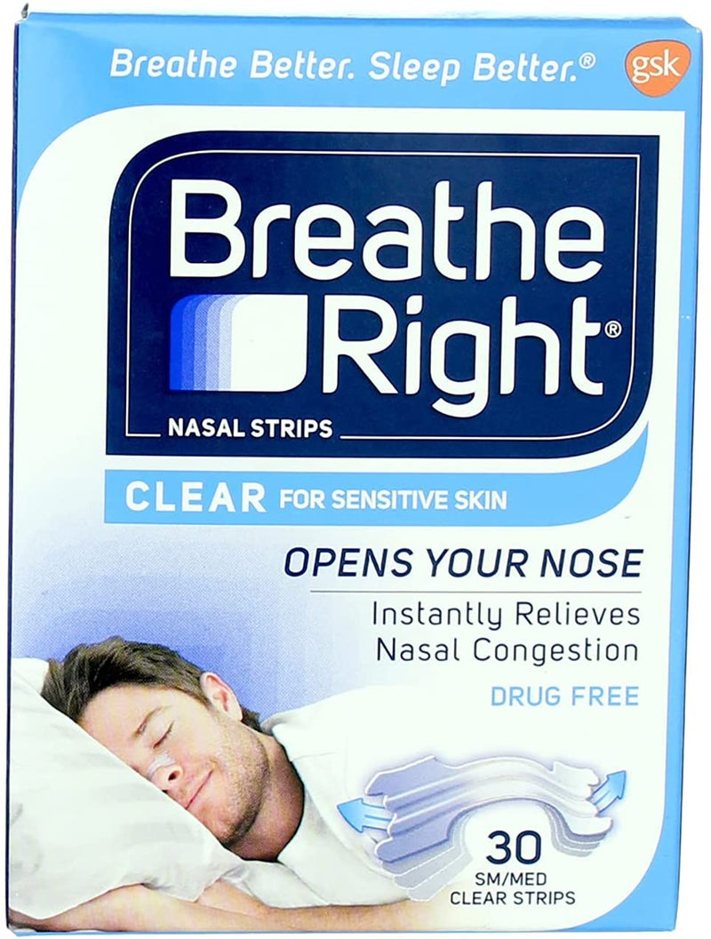 Breathe Right Nasal Strips Clear Small/Medium 30 Each