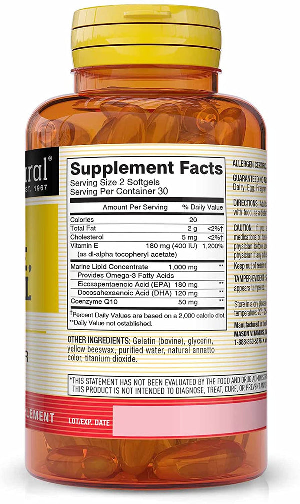 Mason Natural CoQ-10 Vitamin E Fish Oil 60 Gels