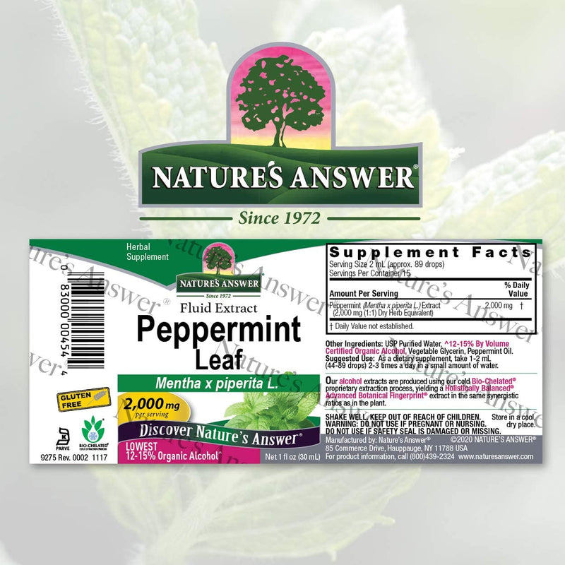 NATURES ANSWER PEPPERMINT LEAF EXTRACT 1Oz