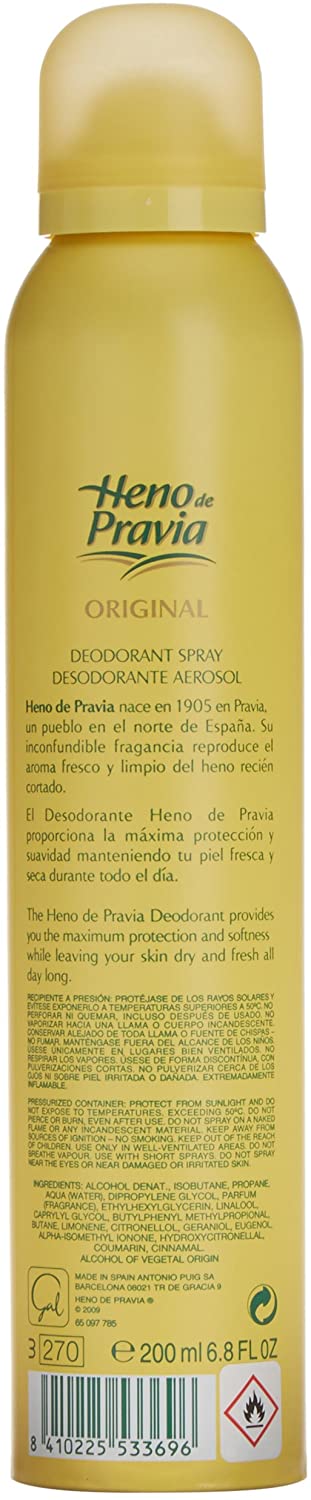 Spray de desodorante original de Heno de Pravia 8.4oz