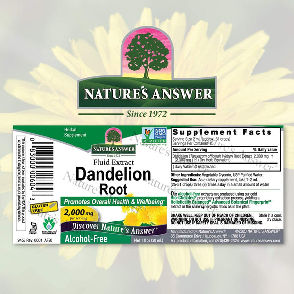 NATURES ANSWER DANDELION ROOT EXTRACT 1 Oz