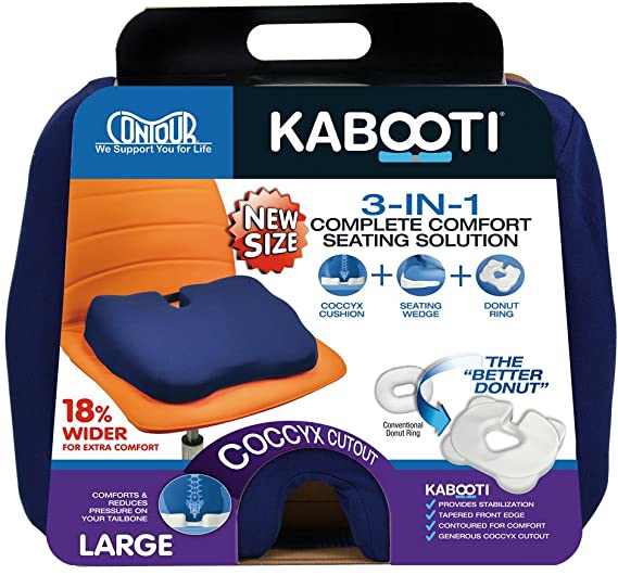 Kabooti Coccyx Foam Seat Cushion, Navy, Large